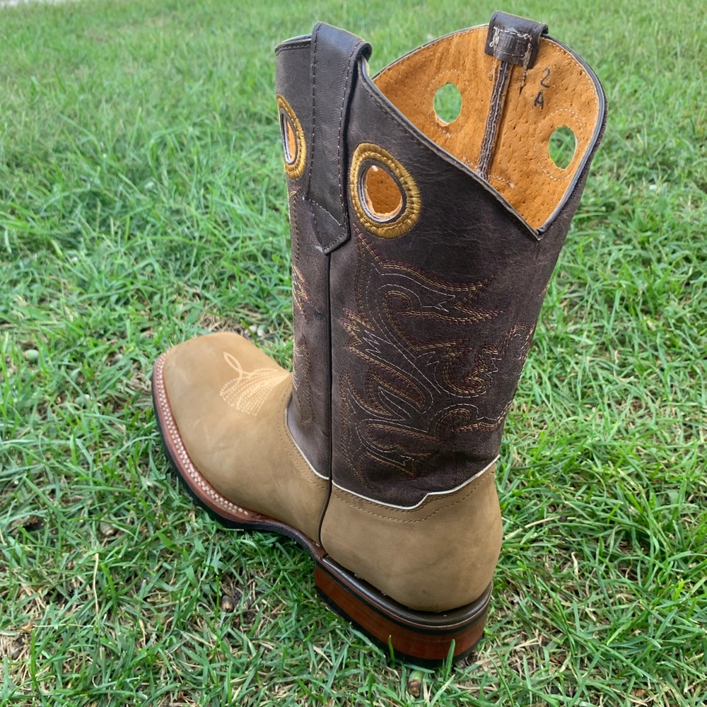 Men’s Western Cowboy Rodeo Texas Style boots Light Brown Leather Handmade 900 - Picture 5 of 7